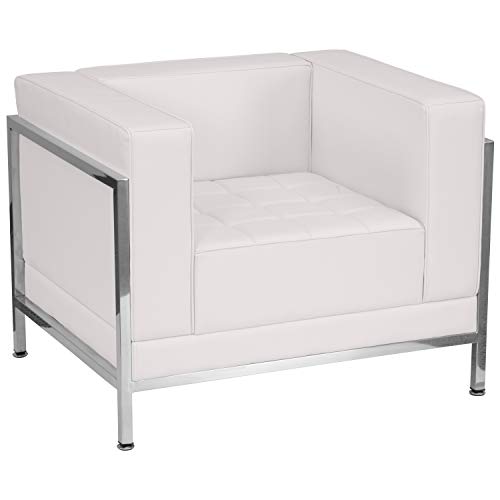 Flash Furniture HERCULES Imagination Series Contemporary White LeatherSoft Chair with Encasing Frame