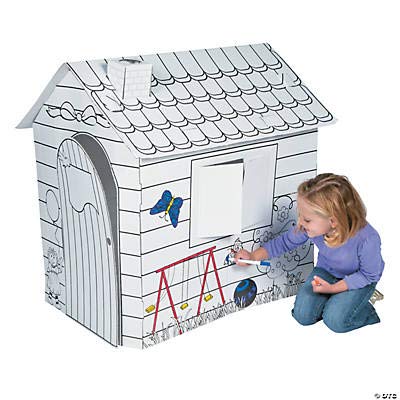 DIY Cardboard Playhouse – Folds Easily for Storage – Color Your Own Crafts for Kids and Fun Home Activities
