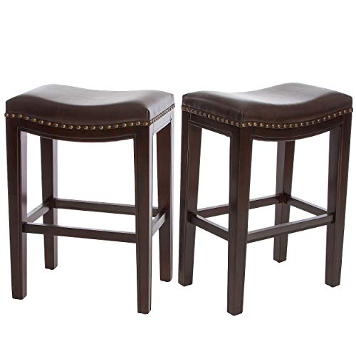 Christopher Knight Home Avondale Backless Faux Leather Counter Stools, 2-Pcs Set, Brown