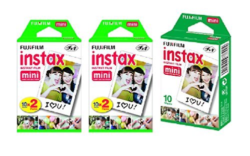 Fujifilm Instax Mini Instant Film, 5 Pack BUNDLE Includes Qty 2 Instax Mini Twin 10 Sheets x 2 packs = 40 Sheets + Instax Mini Single 10 Sheets: Total 50 Pictures