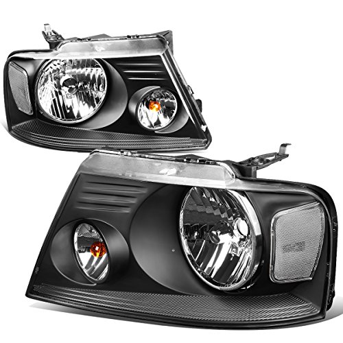 [Halogen Model] Factory Style Headlights Assembly Compatible with Ford F150 Lincoln Mark LT 2004-2008, Driver and Passenger Side, Black Housing Clear Lens