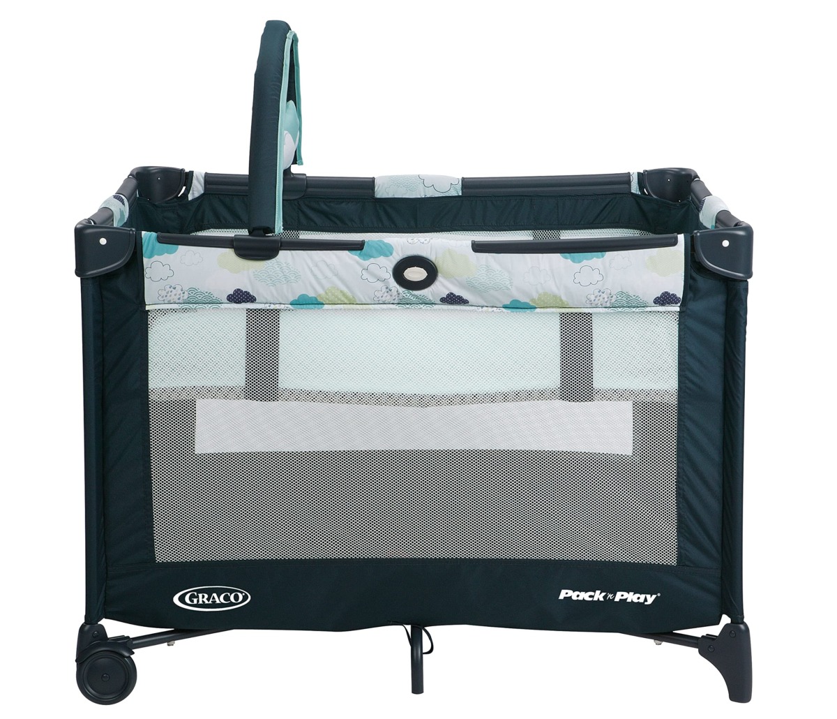 Graco Pack and Play On the Go Playard | Includes Full-Size Infant Bassinet, Push Button Compact Fold, Stratus , 39.5×28.25×29 Inch (Pack of 1) | The Storepaperoomates Retail Market - Fast Affordable Shopping