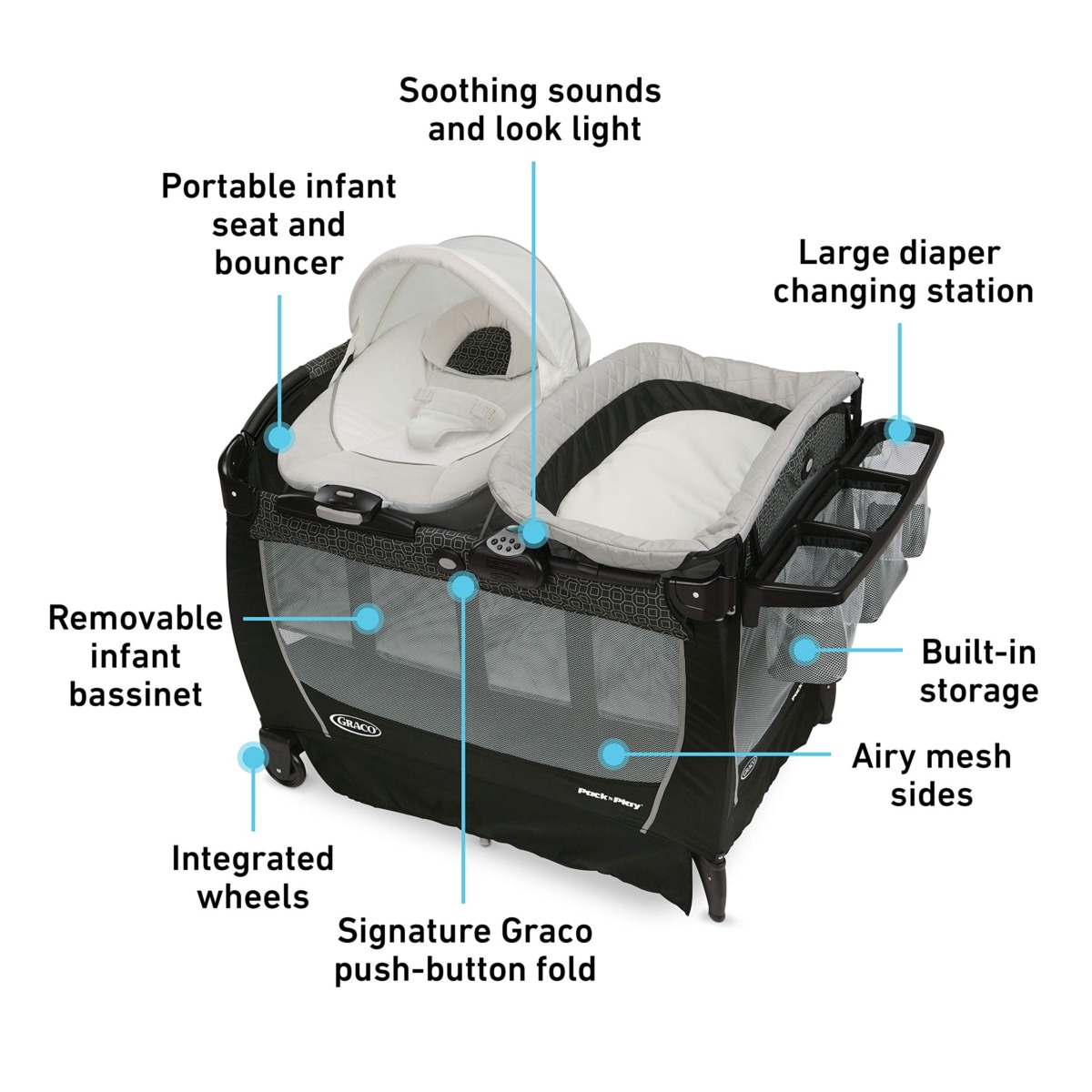 Graco Pack ‘n Play Playard Snuggle Suite LX, Pierce | The Storepaperoomates Retail Market - Fast Affordable Shopping