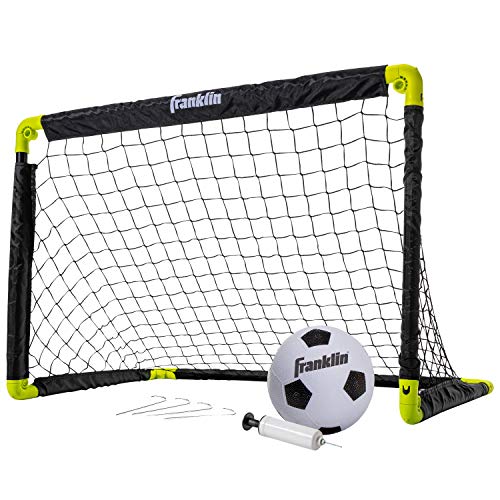 Franklin Sports Mini Soccer Goal Set – Backyard + Indoor Mini Net + Ball Set with Pump – Portable Folding Soccer Goal Set – 36″ x 24″ – Black