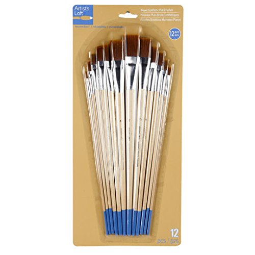 Artists Loft Necessities Brown Synthetic Flat Brushes