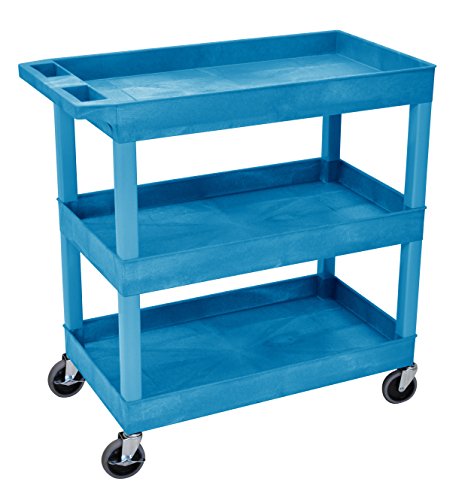 Luxor/H.Wilson 32″ x 18″ Tub Cart, Three Shelves (EC111-BU), Blue