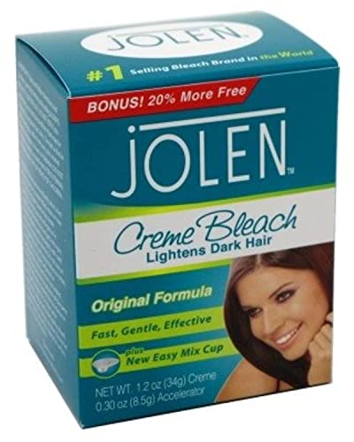 Jolen 1.2 Ounce Creme Bleach Reg Lightens Excess Dark Hair (29ml) (6 Pack)