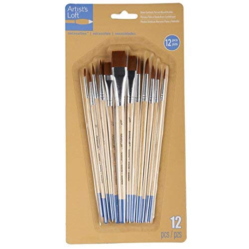 Artists Loft Necessities Brown Synthetic Flat & Round Brushes
