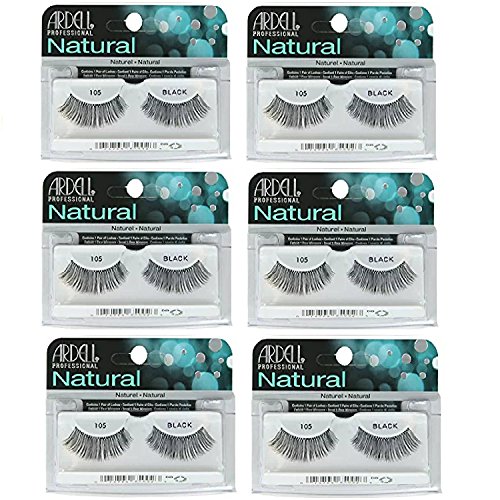 Ardell – Fashion Lashes #105, Reusable upto Three Weeks, Black (6 Pack)