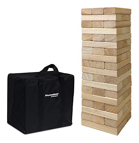 EasyGoProducts 54 Piece Large Wood Block Stack & Tumble Tower Toppling Blocks Game– Great for Game Nights for Kids, Adults & Family–Storage Bag