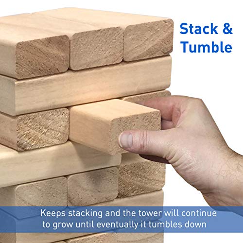EasyGoProducts 54 Piece Large Wood Block Stack & Tumble Tower Toppling Blocks Game– Great for Game Nights for Kids, Adults & Family–Storage Bag | The Storepaperoomates Retail Market - Fast Affordable Shopping
