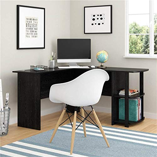 SoSo-BanTian1989 L-Shaped Corner Computer Desk with Bookshelves, PC Laptop Gaming Table Home Office Workstation (Black) | The Storepaperoomates Retail Market - Fast Affordable Shopping