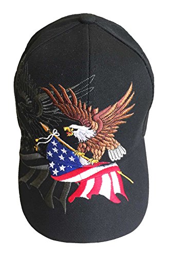 aesthetinc Patriotic American American Flag Design Baseball Cap with USA 3D Embroidery (Black)