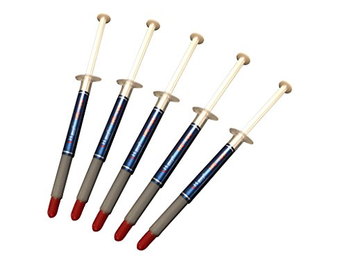 Thermal Paste, 5 Pack ThermalCoolFlux(TM) High Performance Polysynthetic Silver Thermal Paste