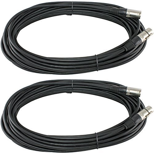 Yovus 2 Pack 50 Foot FT 3 Pin XLR Mic Microphone Cable Male to Female Balanced & Shielded
