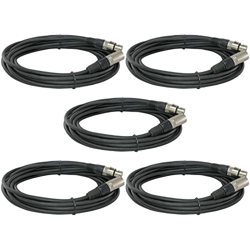 Yovus 5-Pack 25 Ft Foot Feet XLR Male to Female 3pin Mic Audio Cord Microphone Extension Cable