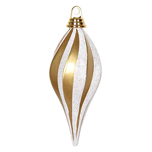 Vickerman 8” Gold-Silver Glitter Swirl Drop Christmas Ornament