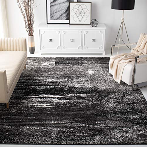 SAFAVIEH Adirondack Collection 6′ Square Silver / Black ADR112A Modern Abstract Non-Shedding Living Room Bedroom Dining Home Office Area Rug
