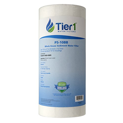 Tier1 5 Micron 10 Inch x 4.5 Inch | Spun Wound Polypropylene Whole House Sediment Water Filter Replacement Cartridge | Compatible with Pentek DGD-5005, 155357-43, WDGD-5005, Home Water Filter