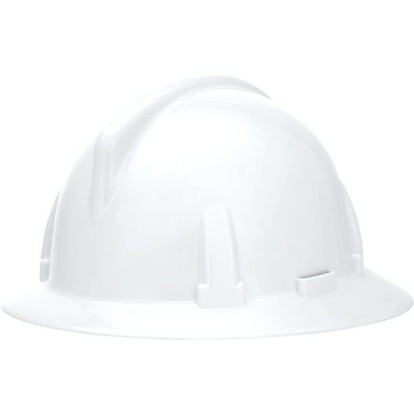 MSA 454719 Topgard Full Brim Safety Hard Hat with 1-Touch Suspension | Non-Slotted Polycarbonate Shell, for General Purpose and Elevated Temperatures – Standard Size in White