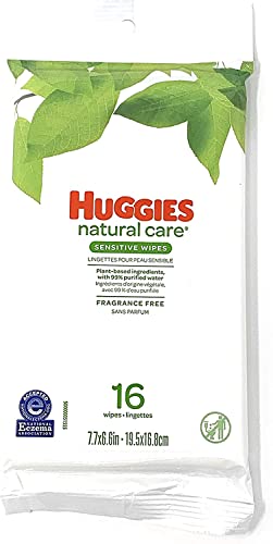 Huggies Bundle – 12 Pack of Natural Care Unscented Baby Travel Wipes 16ct. Each