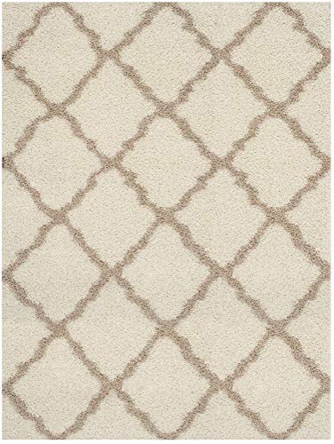 SAFAVIEH Dallas Shag Collection 8′ x 10′ Ivory/Beige SGD257B Trellis Non-Shedding Living Room Bedroom Dining Room Entryway Plush 1.5-inch Thick Area Rug