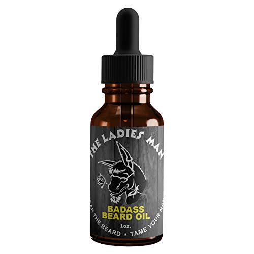 Badass Beard Care Beard Oil For Men – The Ladies Man Scent, 1 oz – All Natural Ingredients, Keeps Beard and Mustache Full, Soft and Healthy, Reduce Itchy, Flaky Skin, Promote Healthy Growth