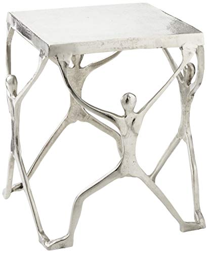 Modern Day Accents Caballero Man Figure, Aluminum, Modern, Art, Unique, Home, Office, Bedroom, Silver, Square Table, 18″ x 18″ x 18″