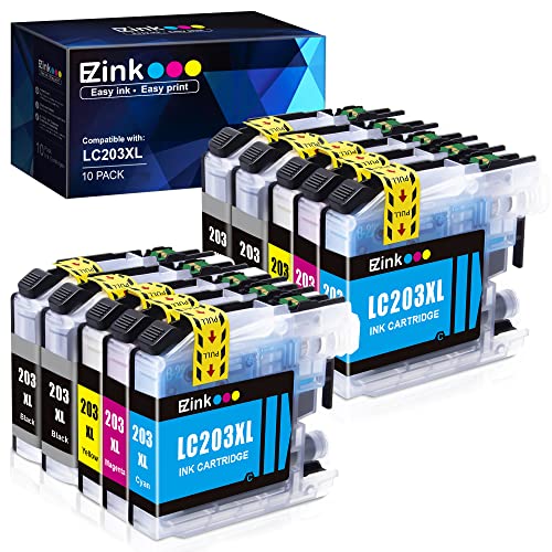 E-Z Ink(TM) Compatible Ink Cartridge Replacement for Brother LC203XL LC201XL LC203 LC201 to use with MFC-J480DW MFC-J880DW MFC-J4420DW MFC-J680DW MFC-J885DW (4 Black, 2 Cyan, 2 Magenta, 2 Yellow, 10 Pack)