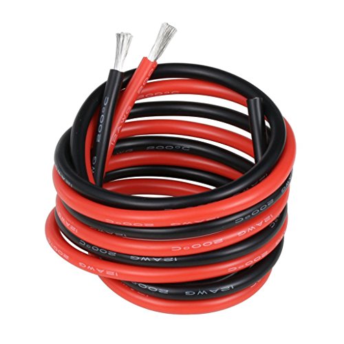 BNTECHGO 12 Gauge Silicone Wire 5 ft red and 5 ft Black Flexible 12 AWG Stranded Copper Wire