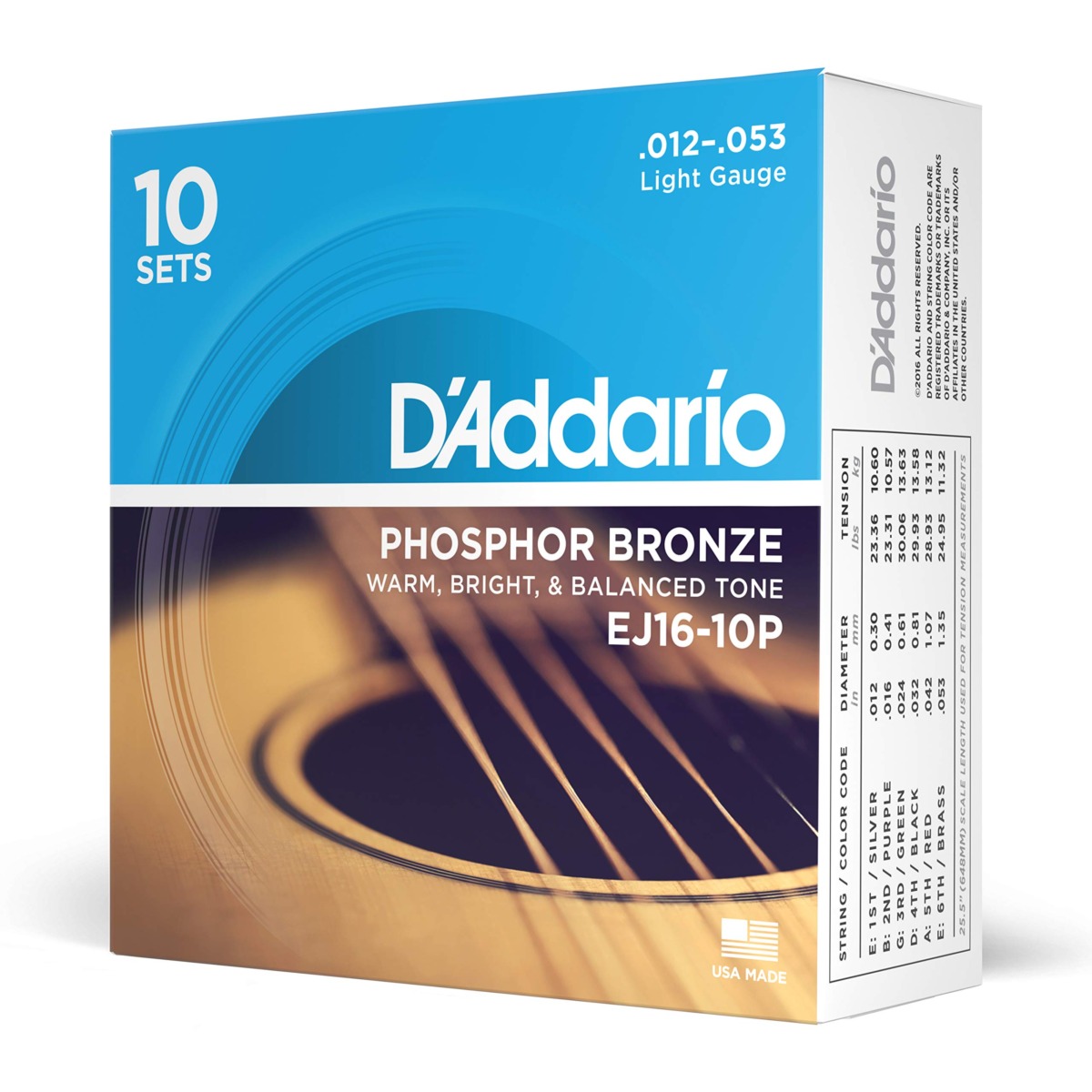 D’Addario Guitar Strings – Phosphor Bronze Acoustic Guitar Strings – EJ16-10P – Rich, Full Tonal Spectrum – For 6 String Guitars – 12-53 Light, 10-Pack | The Storepaperoomates Retail Market - Fast Affordable Shopping