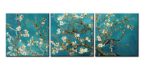 Van Gogh Wall Art Canvas Print Painting Almond Blossom Picture The Van Gogh Classic Arts Stretched and Framed Artwork for Living Room 16x16inchx3