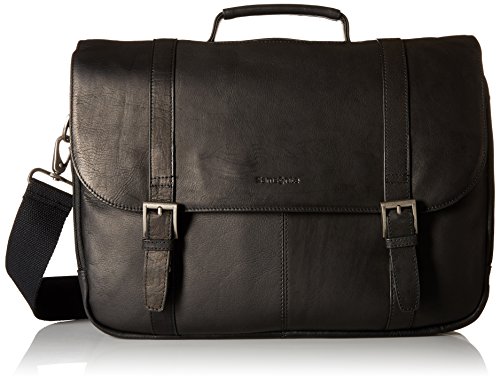 Samsonite Colombian Leather Flap-Over Messenger Bag, Black, One Size