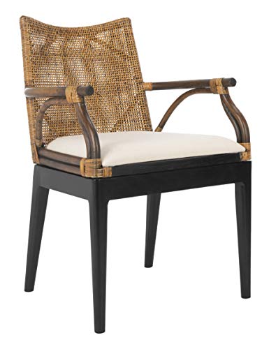 Safavieh Home Gianni Rattan Tropical Woven Arm Chair, Brown/Black