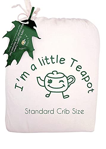 I’m A Little Teapot Organic Cotton Crib Mattress Pad – Standard Size Organic Crib Mattress Protector – Waterproof Baby Crib Mattress Cover – Soft, Durable and Hypoallergenic – Fits 28 x 52 x 9 inches