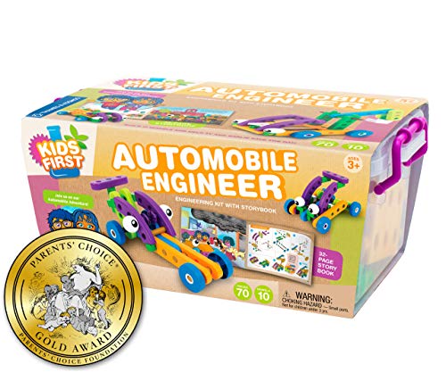 Kids First Automobile Engineer Kit | STEM | 32 Page Full-Color Illustrated Storybook | Ages 3+ | Preschoolers and kindergartners | Develop Fine Motor Skills | Parents Choice Gold Award