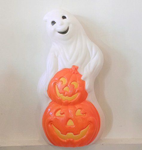 30″ Ghost with Bright Orange Pumpkins New Blow Mold Made in PA