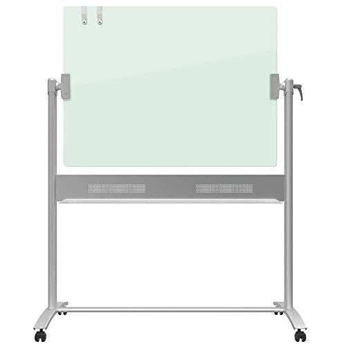 Quartet Easel, Magnetic, Glass Whiteboard, 4′ x 3′, Reversible, Portable, Flip Chart Holder, Infinity (ECM43G), Silver