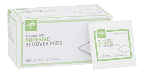Medline Adhesive Remover Pad, Acetone-Free, Sterile 2-Ply Pad, 100 Count