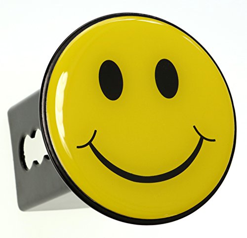 Yellow Smiley Happy Face Metal Hitch Cover Fits 2″ Receivers