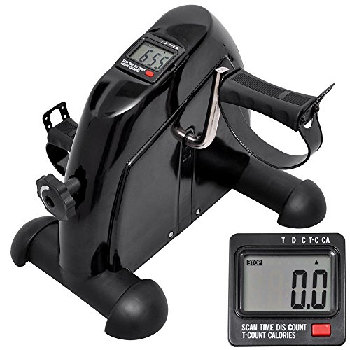 AW Seat Pedal Exerciser Under Desk Elliptical Pedal Machine Mini Exercise Bike Home Office Use LCD Monitor Black