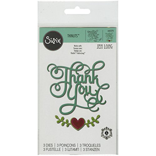 Sizzix, Multi Color, Thinlits Die Set 660370, Thank You Phrase by Jen Long, 3 Pack, One Size