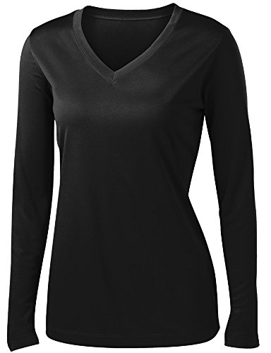 Animal Den Ladies Long Sleeve Moisture Wicking Athletic Shirts Sizes XS-4XL Black-L