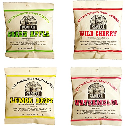 Claeys Old Fashioned Hard Candy – Variety 4 Pack – Apple, Cherry, Lemon, and Watermelon – Since 1919