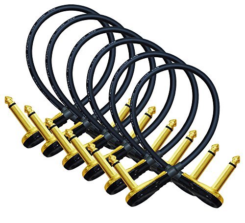 6 Units – 12 Inch – Pedal, Effects, Patch, Instrument Cable Custom Made by WORLDS BEST CABLES – Made Using Mogami 2319 Wire and Eminence Gold Plated ¼ inch (6.35mm) R/A Pancake Type Connectors