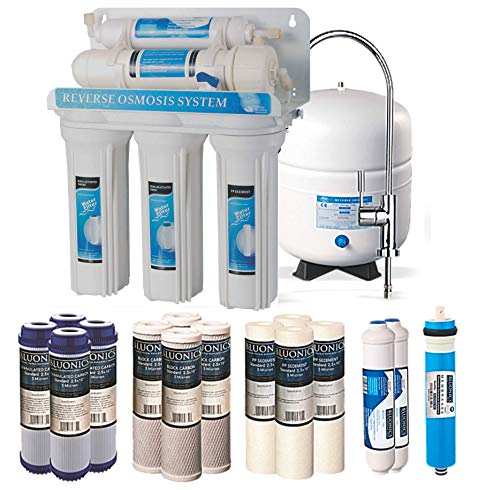 Bluonics 5 Stage Undersink Reverse Osmosis Drinking Water Filter System RO Home Purifier with NSF Certified Membrane with 4 Years of Filter Supply – 15 Total Filters –