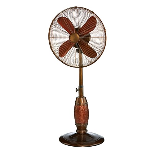 DecoBREEZE Pedestal Standing Fan, 3 Speed Oscillating Fan with Adjustable Height, Coppertino, Antique Fan, 18 inches