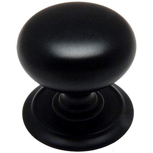 Cosmas 10 Pack 6542FB Flat Black Round Cabinet Hardware Knob with Backplate – 1-1/4″ Diameter