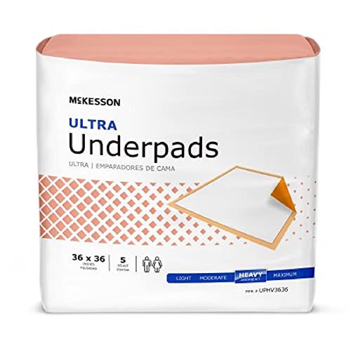 McKesson Ultra Underpads, Incontinence, Heavy Absorbency, 36 in x 36 in, 50 Count