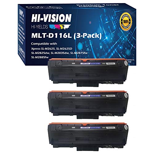 HI-Vision ® Compatible Samsung MLT-D116L High Yield Black Toner Cartridge Replacement for Xpress M2885FW, M2835DW, M2825FD, M2875FW, M2875FD, M2625D Laser Printers (3 Packs)